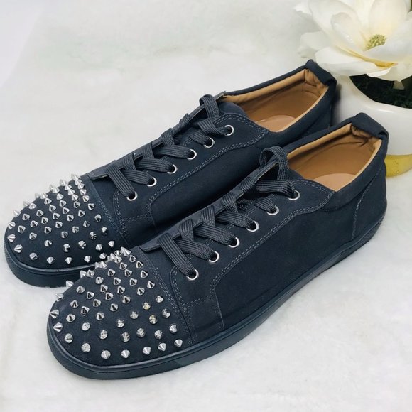 Suede & Spike Toe Fashion Sneakers, Cement - 46 - Picture 3 of 9